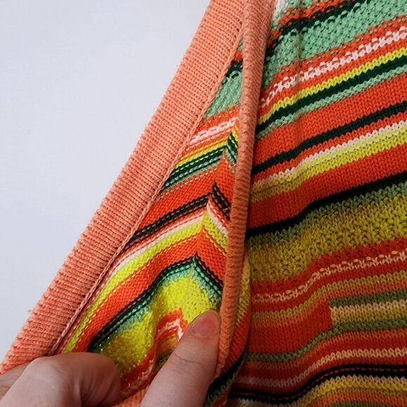 6X 30W Torrid Crochet 70s Knit Mini Sweater Dress Orange Green Sherbet Stretch c - Picture 3 of 9